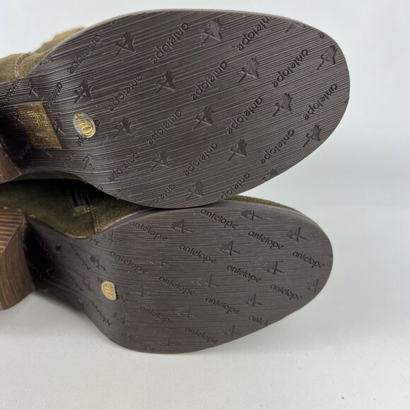 Antelope Womens Brown Suede Mid Calf Boots Chunky Block Heel size 40 US 9 9.5 - Picture 14 of 16